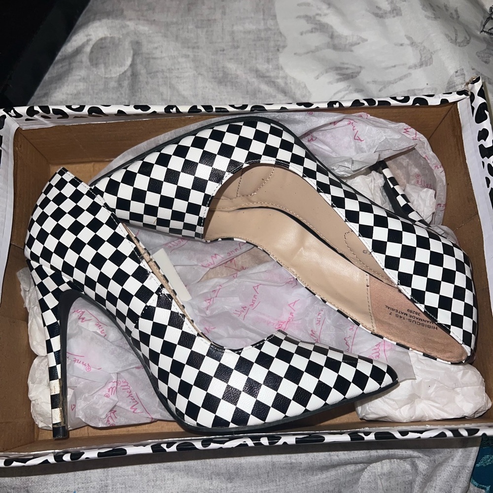 Black and white Checkered heels